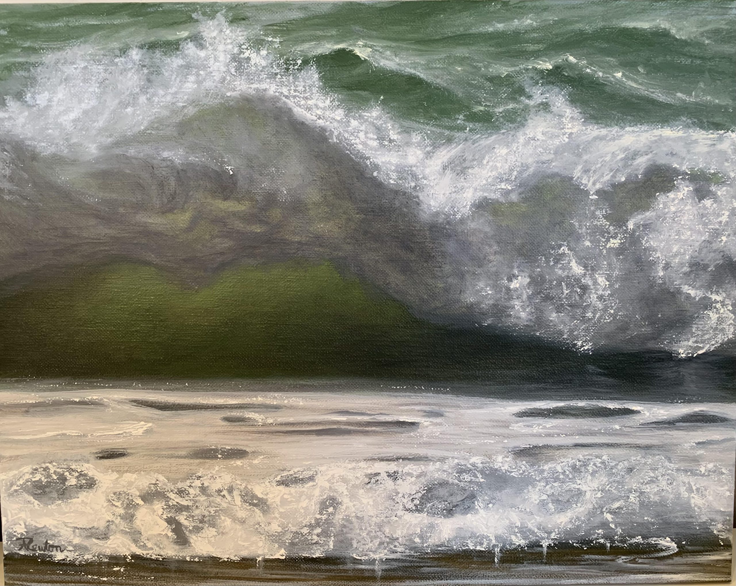 Surging Sea 11x14, oil on Canvas board $700.